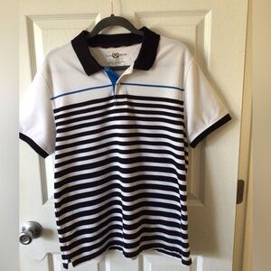 Black and White Striped Polo Shirt